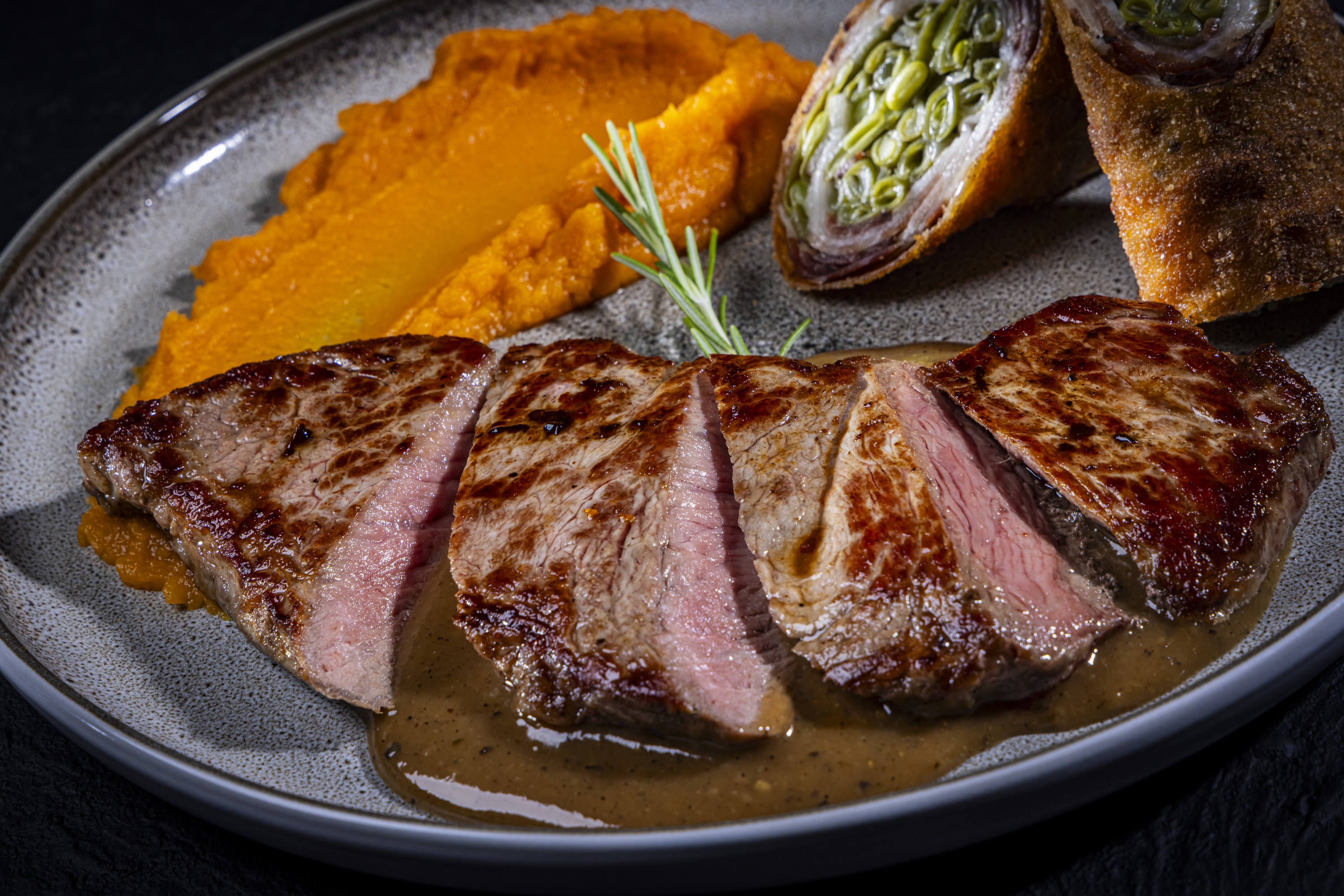 Rosa gebraten mit Kürbispüree